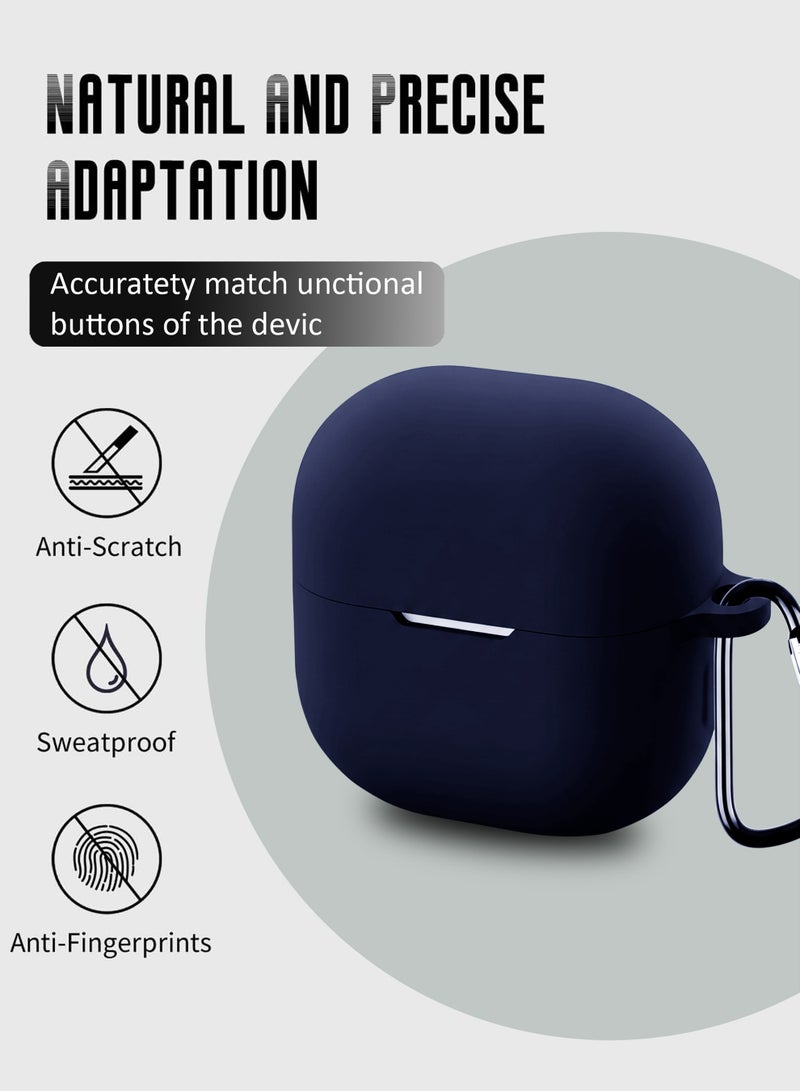 جراب سيليكون لهاتف هواوي فري كليب 2 | متوافق مع هواوي فري كليب 2 | غطاء حماية كامل مقاوم للصدمات لهاتف هواوي فري كليب 2 مع حلقة مفاتيح (لا يشمل سماعات AirPods) - أزرق داكن - Image 3